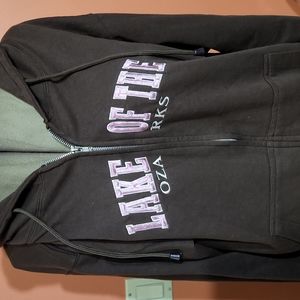 Lake of the Ozarks embroidered full zip womens brown hoodie Sweatshirt medium